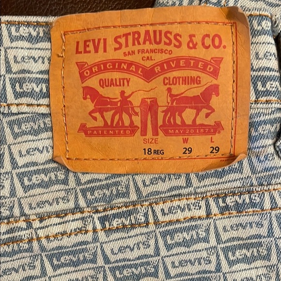 LEVI'S BLUE 512 SLIM TAPER Stretch JEANS  all over logo 29 x 29 - Picture 1 of 12